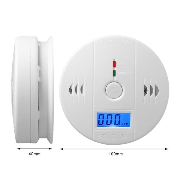 Kolmonoxidlarm CO Rökdetektor Gasvarningsdetektor Röstvarning [DB] White 95x95x40mm