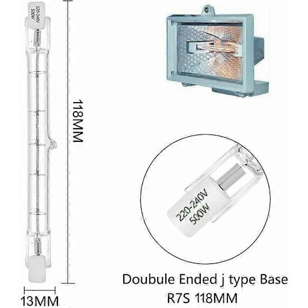 10 stk. R7S halogenlampe, 118 mm, 300 W, 230 V, R7S halogenstav, 118 mm, R7S halogenlampe, dimbar halogen stavlampe for bygglamper, arbeid [DB] style3867