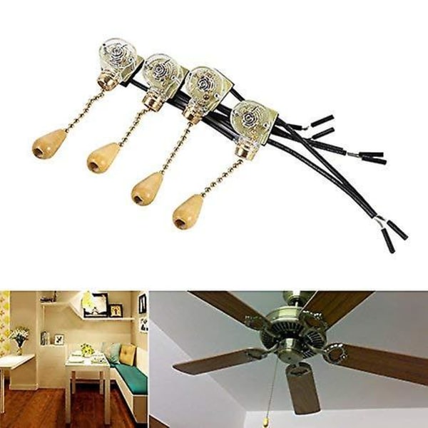 4 st dragkedjeströmbrytare för vägglampa, ersättning för dragkedjeströmbrytare för fläktlampa