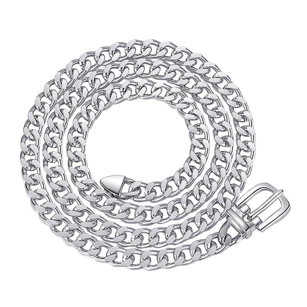 1 kpl Hieno Kiiltävä Vyötärönauha Punk Vyötäröketju Metalli Vyöketju (Hopea){DB} Silver 115X2.5CM