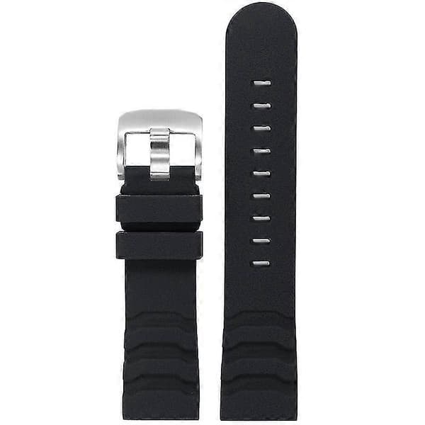 24mm Silikon Armbandsrem För Luminox Klockor Remtillbehör [db] Black Silver Buckle