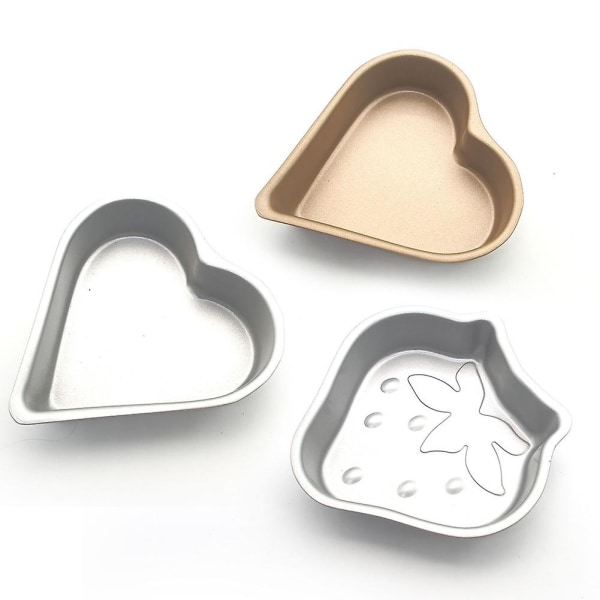 Non-stick Love Heart Strawberry Shape Cake Tray Baking Cheese Bread Tray Jelly Pudding Mould Kitchen Accessories Db Silver Strawberry heart