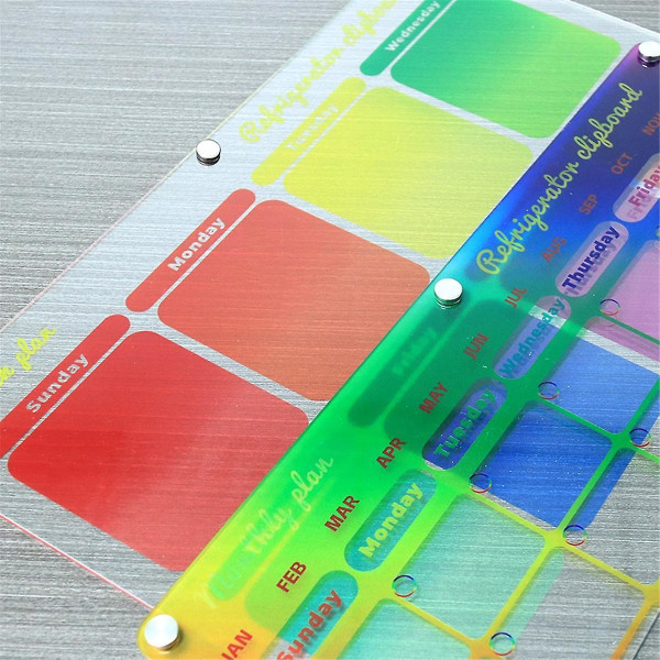 Magnetisk akrylkalender för kylskåp Månads- och veckokalender, 2 set genomskinlig återanvändbar planläggare Whiteboard-kalender 16x12in