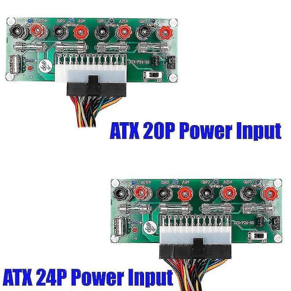Datamaskin Pc Strømforsyning Breakout Adapter Module 24pin Atx Benchtop Board