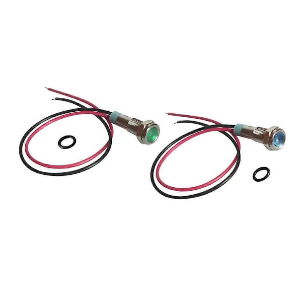 6mm 6V Grøn/Blå LED Metal Indikatorlys | Pilot Dash Fortrådet LED Antal 2 [db]