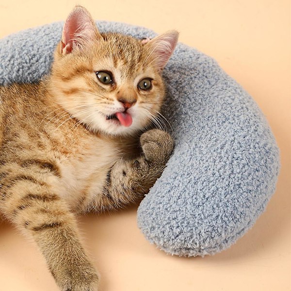 Mjuk Hund & Katt Säng Lugnande Kuddar Husdjurs Nackkudde För Små Hundar Ultra Mjuk Fluffig Husdjurs Lugnande Leksak Halv Donut Cuddler db Blue
