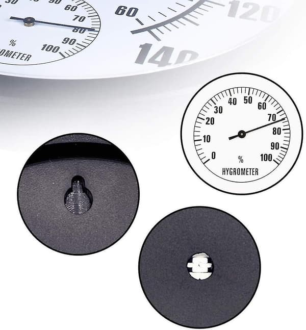 Väggmonterad termometer och hygrometer för inomhus- och utomhusbruk, rund klocka för trädgårdsbruk och laboratorier