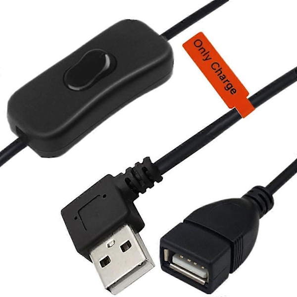30 cm USB-kabel med bryter PÅ/AV Kabel Forlengelse USB Vifte Strømforsyning Linje Slitesterk Adapter Vippebryter for USB-lampe [db] Left bend