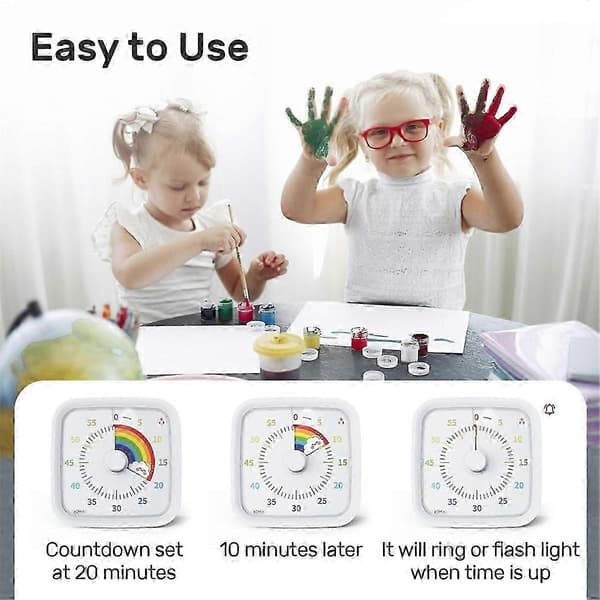 Vit 60-minuters visuell timer med skyddsfodral [DB]