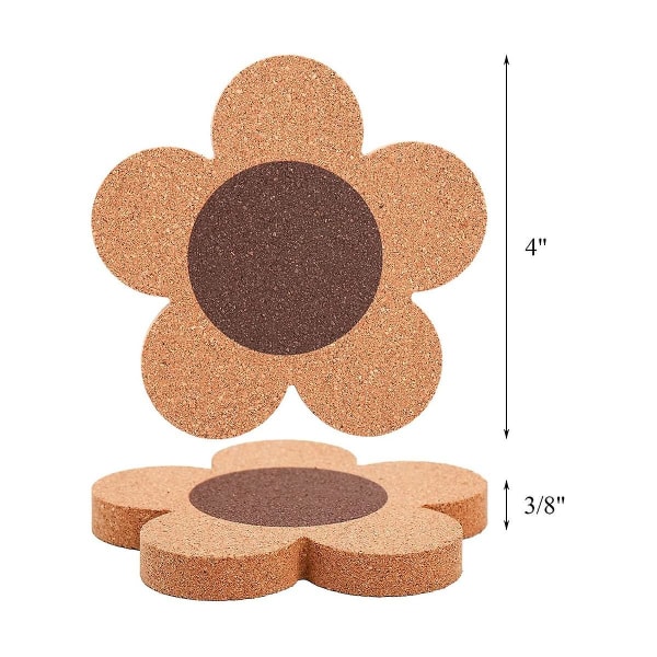 12 Pack 3/8 Inch Thick Cork Coasters, 4 Inch Flower Shape Absorbent Natural Cup Coasters Heat Resistant Coasters