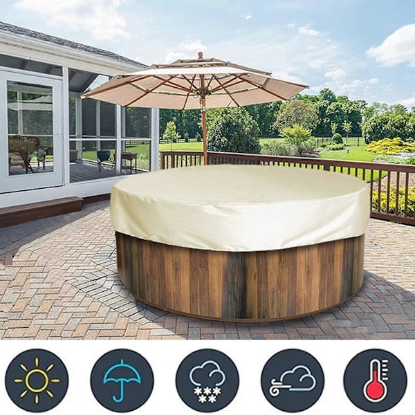 Runt Badkarstäcke UV-Resistent Badkarstäcken Utomhus Spa Badkarstäcken {DB} Black