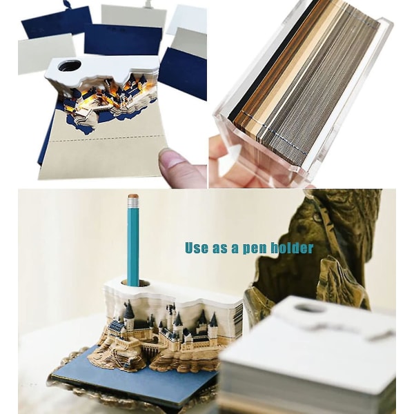 3D Memo Pad Kreativ Galtvort Slott Notisblokk Praktiske Klistremerker Gave Dekor