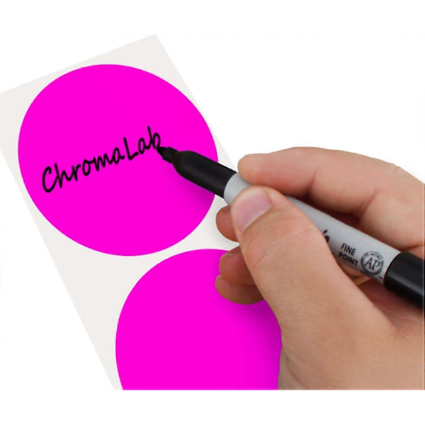 Tarrat, 5 cm pyöreät, irrotettavat värikooditarrat, 500 per rulla [db] Fluorescent Pink
