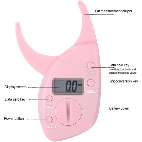 Body Fat Caliper, 0-50 mm rosa hudfold Body Fat Caliper, nøyaktig ABS for magen