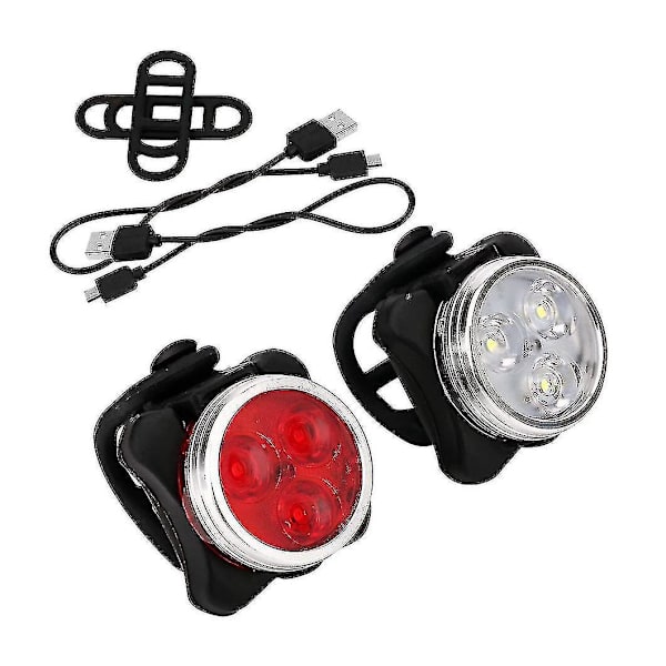 LED-cykellampor, USB-uppladdningsbart cykellampset Vattentätt Fram- och Bakljusset [DB]