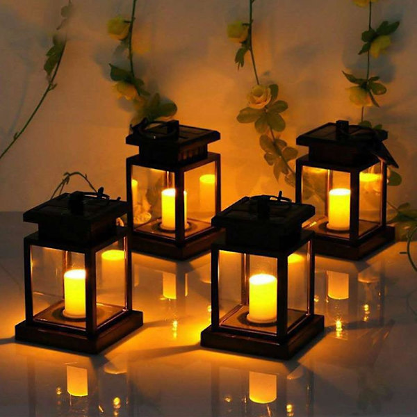 Vanntett LED solcelledrevet hengende lanternelys utendørs hagebordlampe [DB] Star warm light