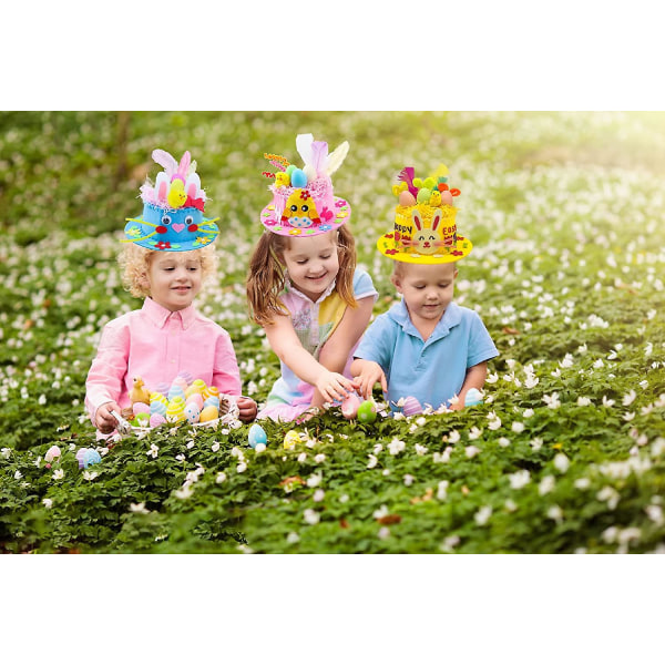 Easter Bonnet Kit, Easter Party Favors-påske Bonnet Hats, Diy Easter Hat, Diy Easter Bonnet Decorations Kit Easter Bonnet Hats Set , Lav din egen Ea