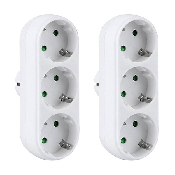2 kpl 3-osainen pistorasia-adapteri, 3-osainen jatkojohto jatkopistorasia jakaja pistorasiat 16A/250V db