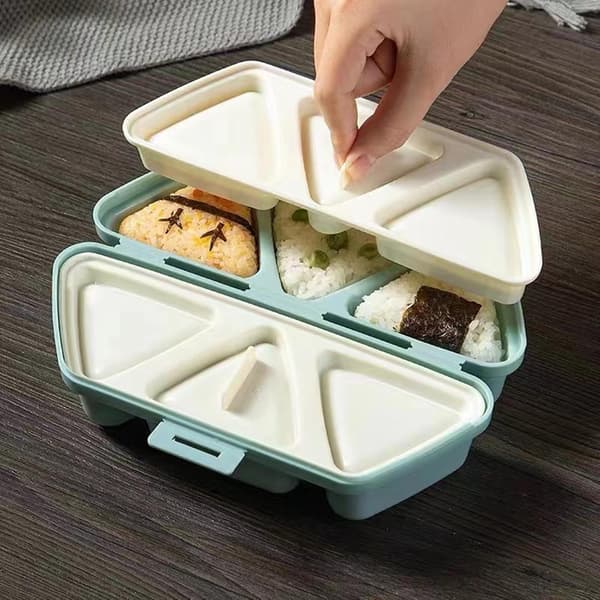 Sushiform, 6-håls non-stick köksredskap, triangulär risbollsform, hållbar bärbar stil, för hem, skola, kontor, picknick, camping, Tr[DB] Sky Blue