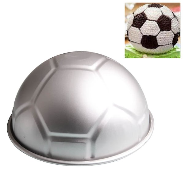 1 ST 3D Halv Rund Boll Fotboll Tårtform 8 tum Förtjockning Aluminiumlegering Form Födelsedagsbakning [db] Silver