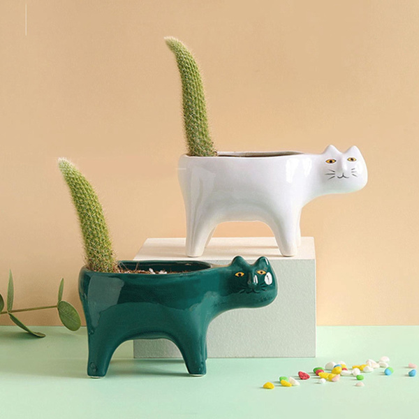 Sød Keramisk Have Blomsterpotte Dyr Billede Kaktus Plante Planter Sukkulent Plante Beholder Bordplade