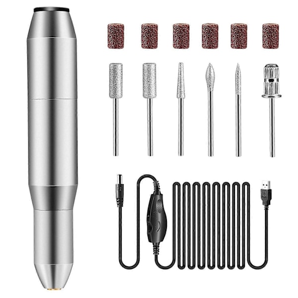 Nagelfilsset, Elektrisk Portabel Nagelfil Kit, Professionella Manikyr Pedikyr Maskinverktyg för Akrylnaglar, USB Uppladdningsbar db