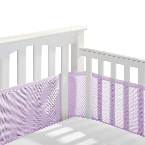 Andningsbar baby mesh spjälsängsskydd  Storlek 340cm*160cm Purple