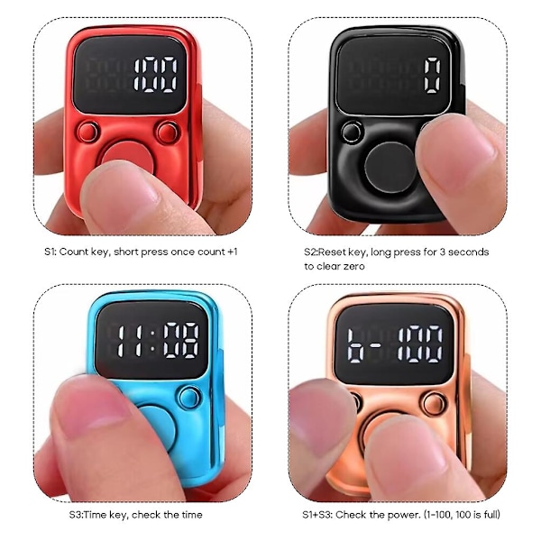 Mini Finger Counter LED Elektrisk Digital Skærm med Lys Tællere Stitch [Db] Silver