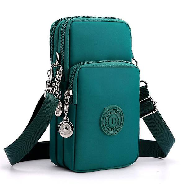 19cm puhelinlaukut naisille ja miehille, crossbody, matkapuhelinkotelo kuulokeliitännällä, pieni olkalaukku kolikkopussi lompakko lahjat DB Green