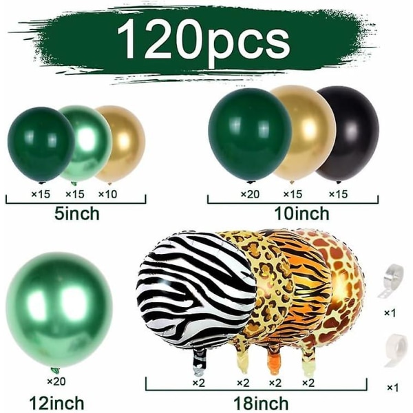 Set med gröna, svarta och guldballonger