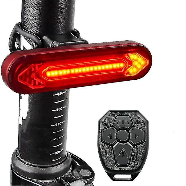 Cykelbaklykta med Blinkers/Fjärrkontroll Laddningsbar LED-Cykelbaklykta, Säkerhetscykling DB black