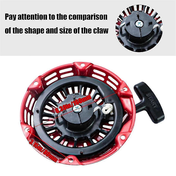 Trækstartsamling til GX200 GX160 5.5 6.5HP motor med buet stangpal 28400-Z4M-306ZB 27400-Z1179 db Red  Black