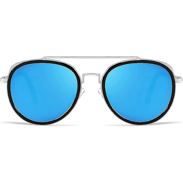 Retro Punk -aurinkolasit, pyöreät punk-tyyliset kaksoissiltalasit naisille ja miehille B2822 db Blue Lens