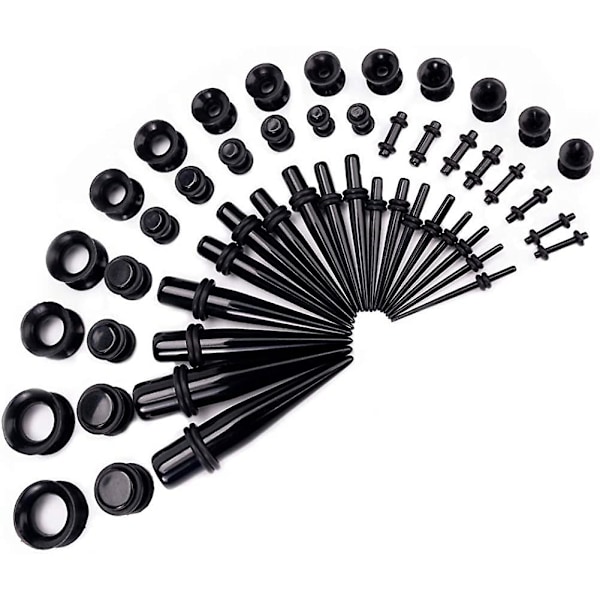 50 st öronpluggar set 14G-00G stretchkit svart {DB}