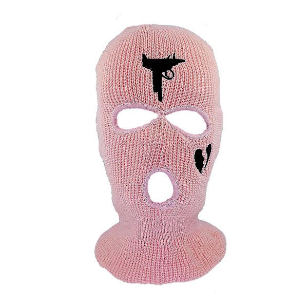 Unisex-Embroidoitu Balaklava Neulotu Täyskasvopeite Hiihtosuoja Juoksuun Hiihtoon Pyöräilyyn {Db} Pink