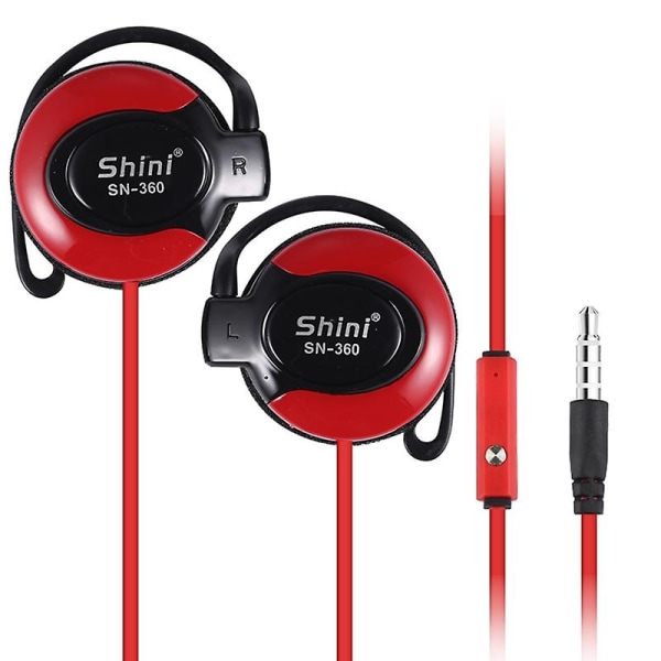 Q360 Kablet hovedtelefon med mikrofonlinjekontrol Lys farve 3,5 mm ørekrog Øretelefon til telefon Jikaix Red