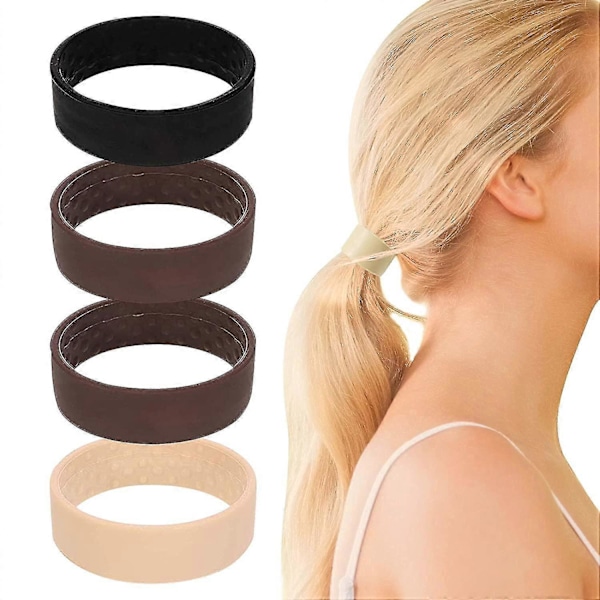 4-pack Silikon Vikbara Hårband, Håraccessoarer Donut Hårnål - Hårring Rep Elastisk Hår Scrunchie Hästsvanshållare För Kvinnor Flick [DB]