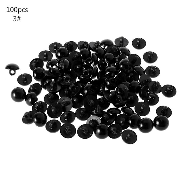 100x Sorte Skaftknapper Diy Syøye Skjorte Dukke Diy Håndverk 9/10/11.5/12.5/15mm Db 12.5MM