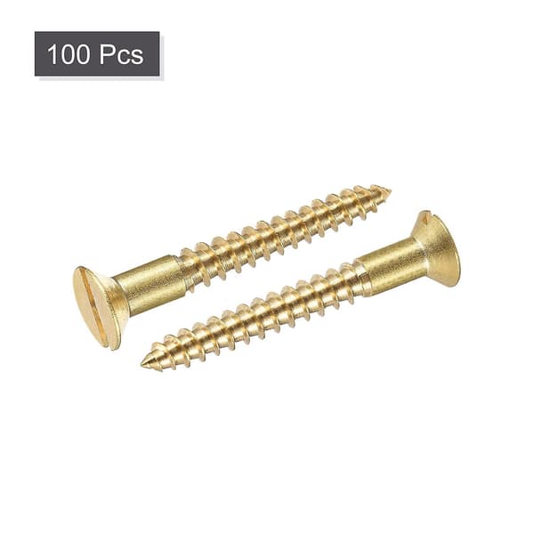 100 stk M4 X 40mm Flat Head Slotted Messing Treskruer