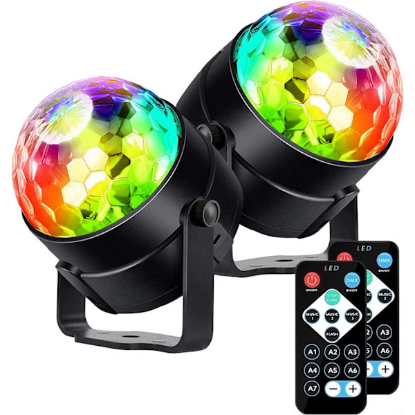 Discokugle Diskotekslys 2-pak, Festlys Scenelys Discobelysningsprojektor Live-effekter Scenefjernbetjening U.S. regulativer
