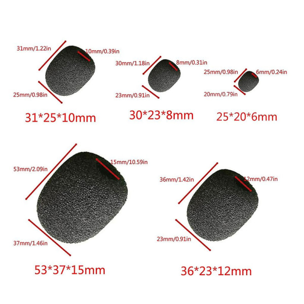 10 st headset ersättningsöverdrag svanhals svamp skum mikrofon vindruta skydd 5 storlekar DB 31*25*10mm