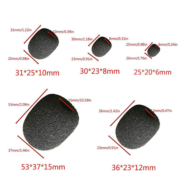 10 stk. headset udskiftning cover svanehals svamp skum mikrofon vindue beskytter 5 størrelser DB 31*25*10mm