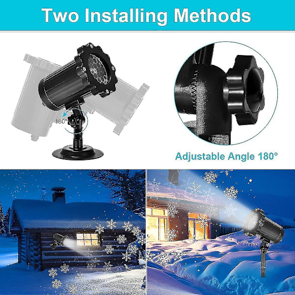 LED-projektor Julelys Snøfall Lys Med Fjernkontroll IP65 Vanntett Utendørs og Innendørs Juledekorasjon Snøfnugg LED Chris [DB]