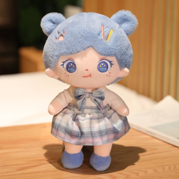 Bomuldsdukke plys legetøj kludedukke pige ledsager sød dukke gave internet berømthed sød lille dukke [DB] blue 25.cm