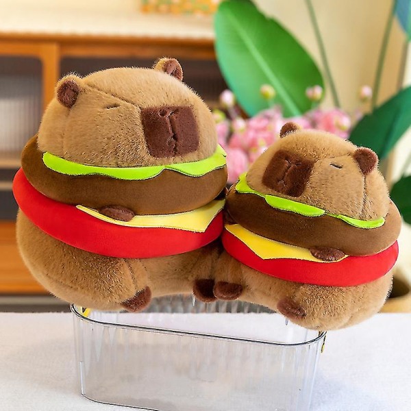 Kawaii söt hamburg Capybara plyschleksak fluffty plyschdocka simulering Capibara [DB] Brown 20cm