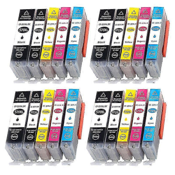 570 571 Pgi-570 Cli-571 Erstatningsblækpatron til Canon Pixma Mg5750 Mg5751 Mg5752 Mg6850 Ts6050 Ts5050 Ts5051 Printer [db] 12 Pcs