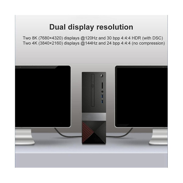 Displayport2.0 HD-videokabel 16k@60hz 80gbps datagrafikk-skjermkabel for pc bærbar skjerm