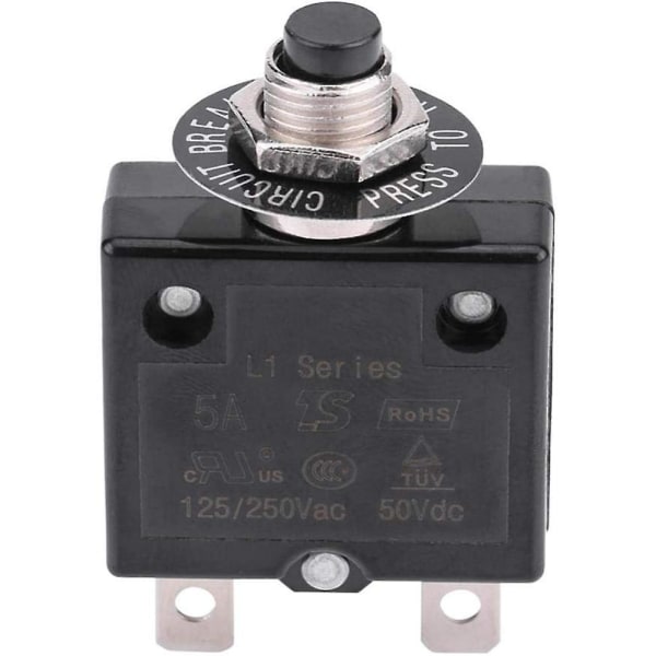 15A kretsbryter Valgfri tilbakestilling Termisk bryter, 125-250V AC 50V DC Strømoverbelastningsbeskyttelse Trykknapp Kretsbryter [DB]