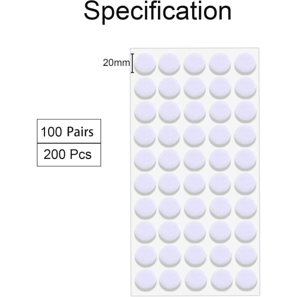 100 par selvklæbende velcro-prikker (20 mm) til hobbyartikler