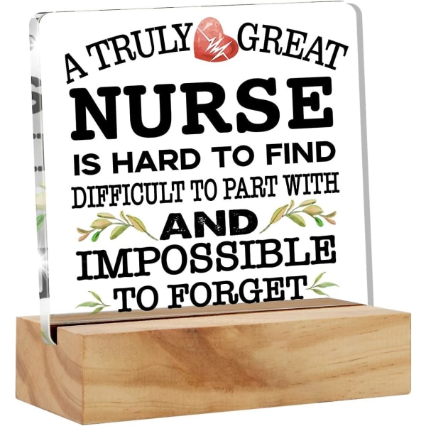 Inspirerende sygeplejerske påskønnelsesbordpladeskilt med træstativ